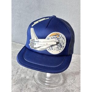 Kennedy Space Center Hat Cap Snap Back Blue Mesh Trucker NASA Men's 80's